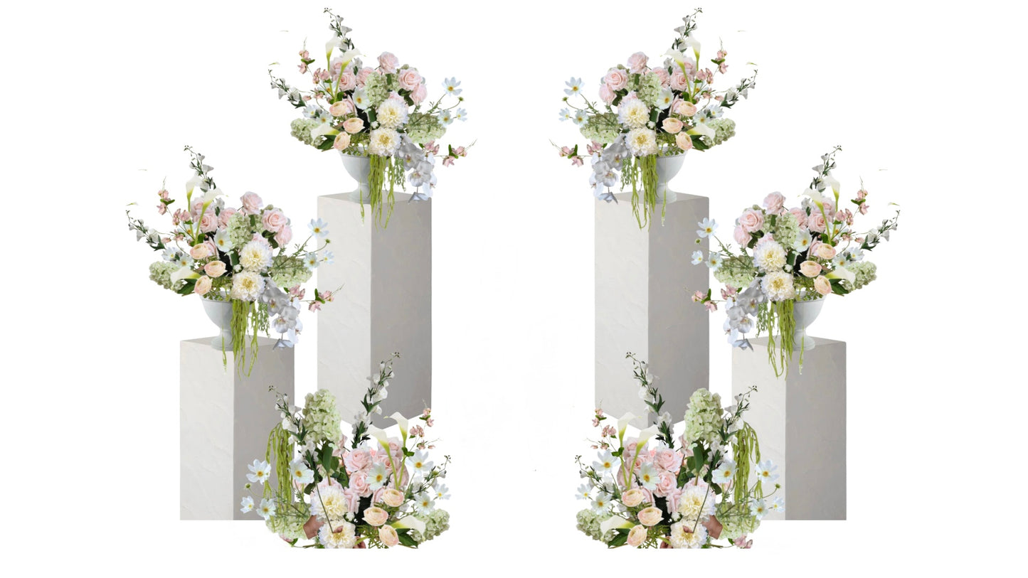Floral Pedestals Installation | Blush & Green Collection | Wedding Floral Rental Set (photos coming soon)