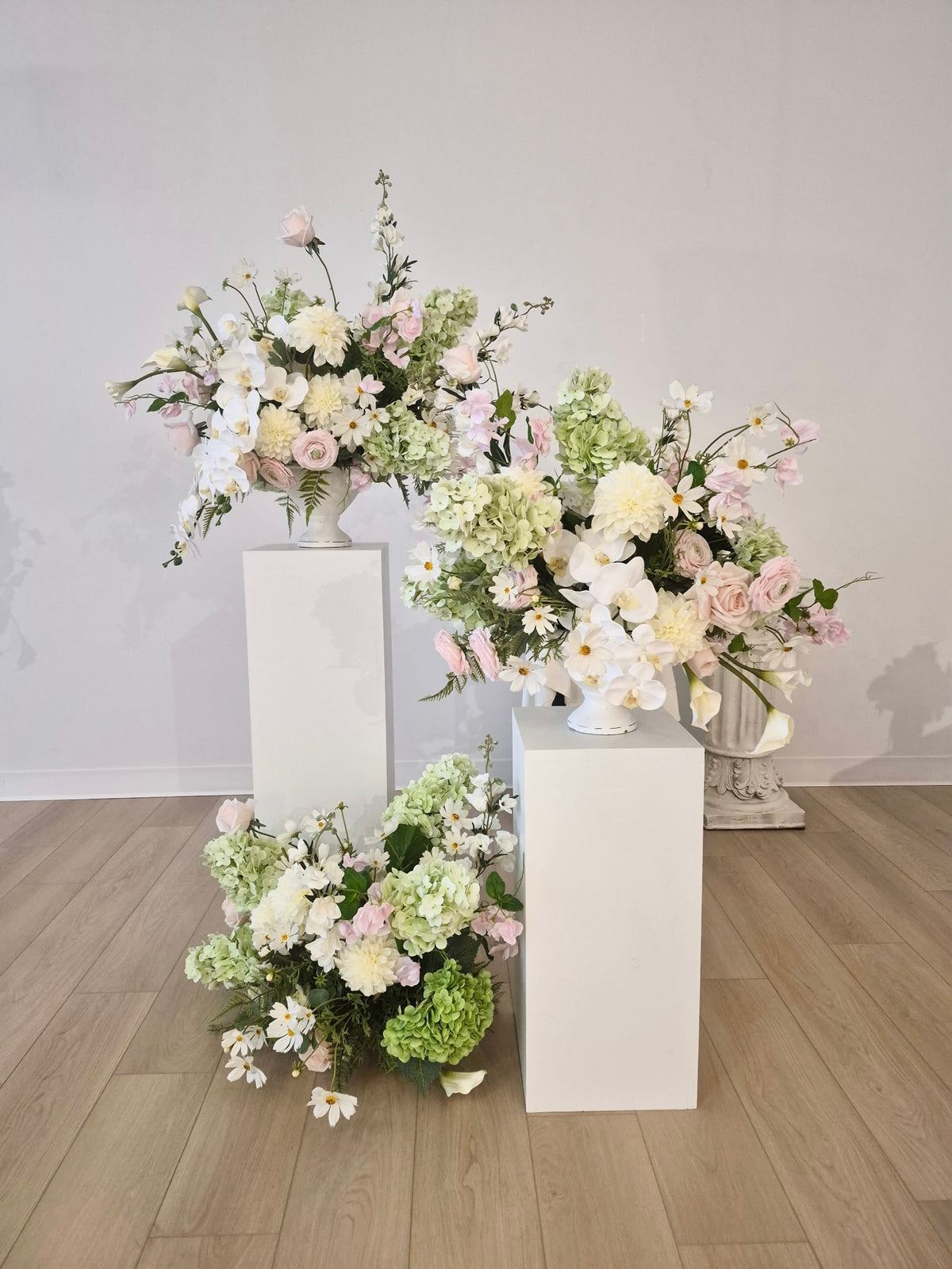 Floral Pedestals Installation Rental | Moody Green Collection | Wedding Flowers