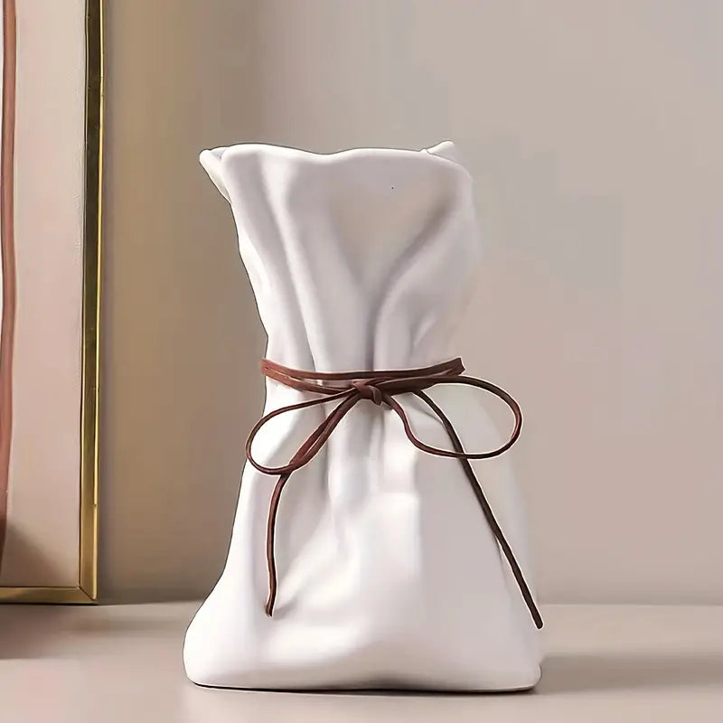 Resin Paper Bag Vase - White