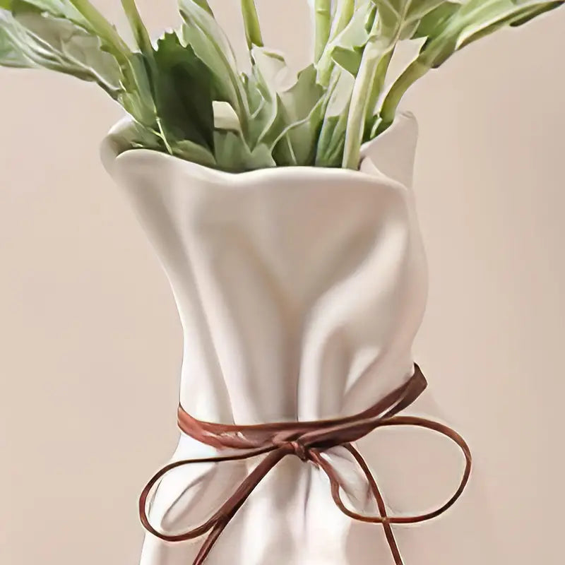 Resin Paper Bag Vase - White