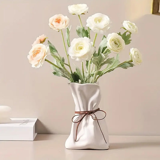 Resin Paper Bag Vase - White