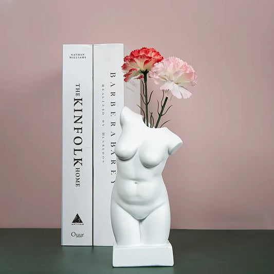 Woman Contemporary Resin Vase - White