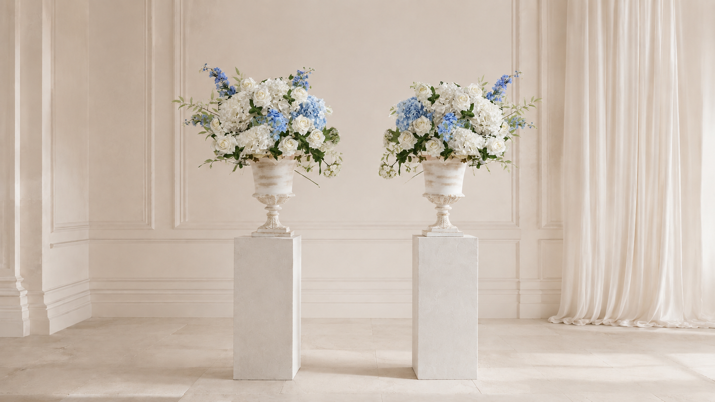 Ceremony Floral Urns - Blue & White Collection | Wedding Floral Rental Set