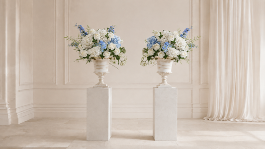 Ceremony Pedestal Stands Pair - Blue & White Collection | Wedding Rental