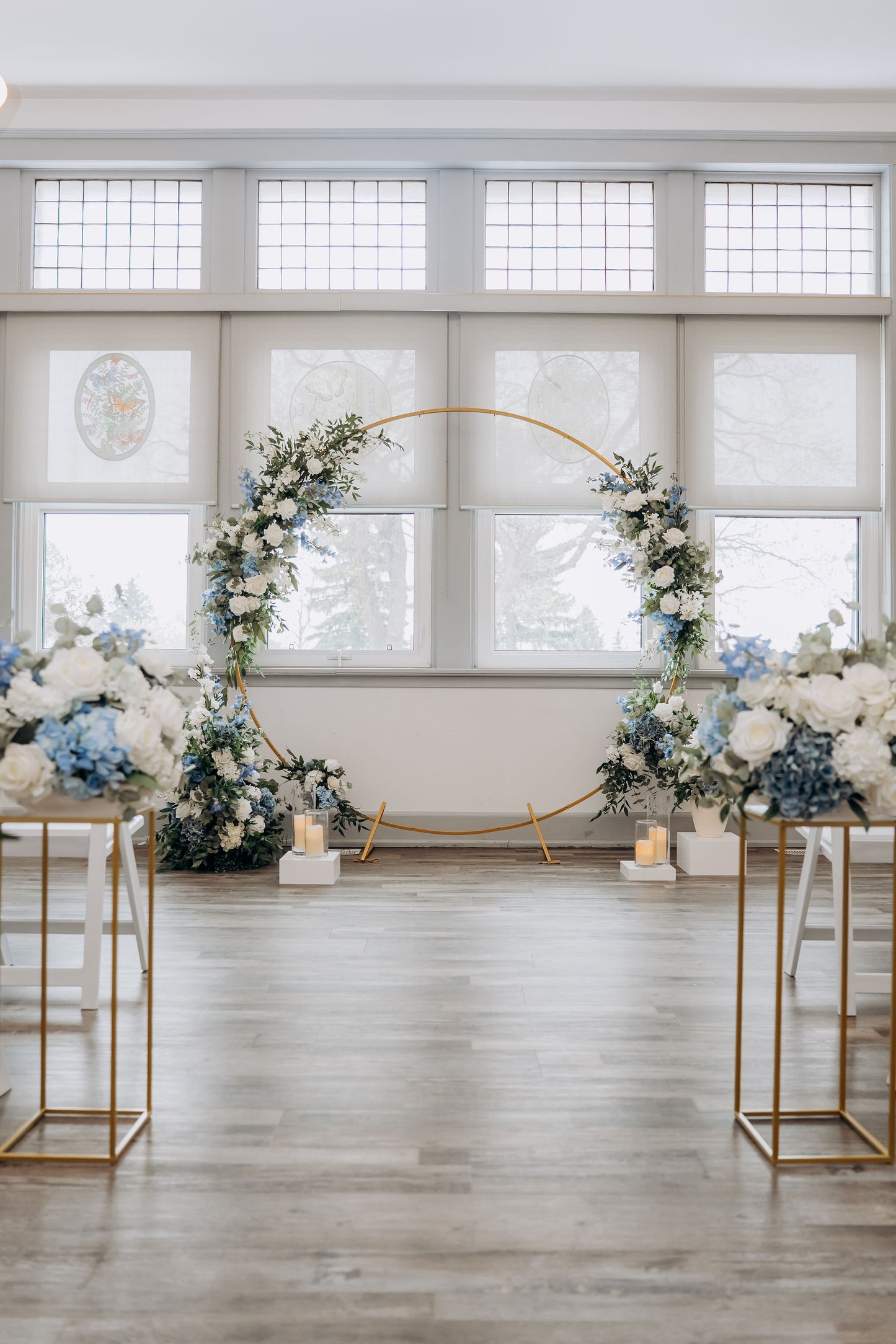 Ceremony Arch Installation Package - Blue & White Collection | Wedding Floral Rental Set
