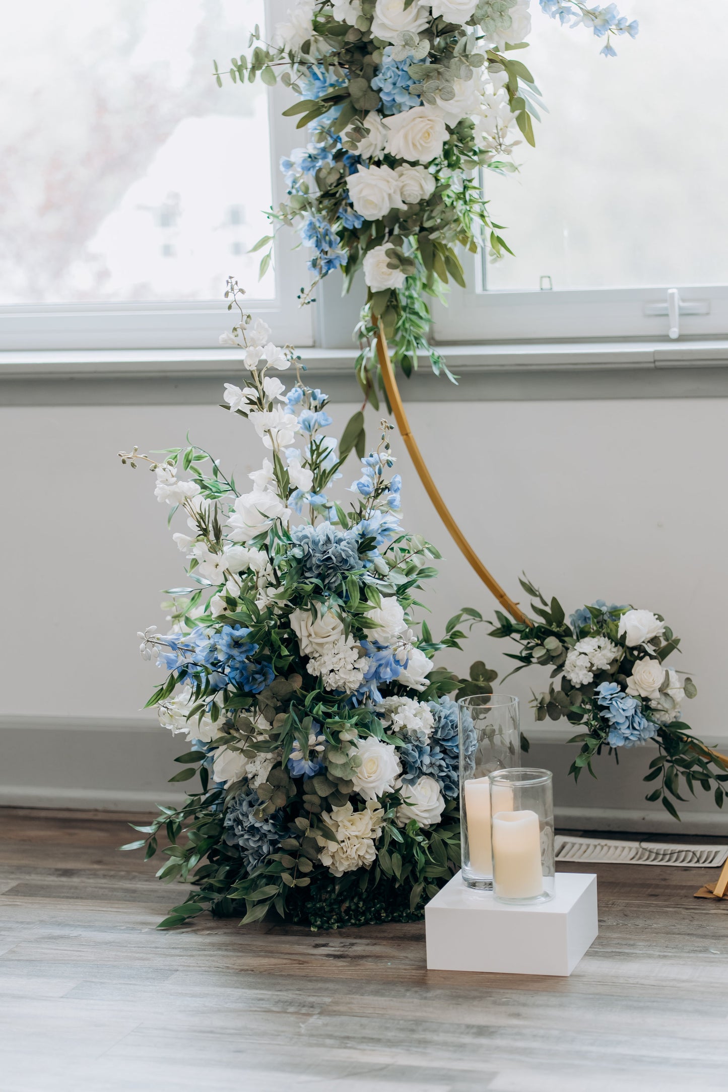 Ceremony Arch Installation Package - Blue & White Collection | Wedding Floral Rental Set