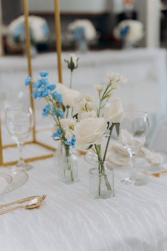 10 Bud Vase Arrangements | The Blue & White Collection | Wedding Flowers