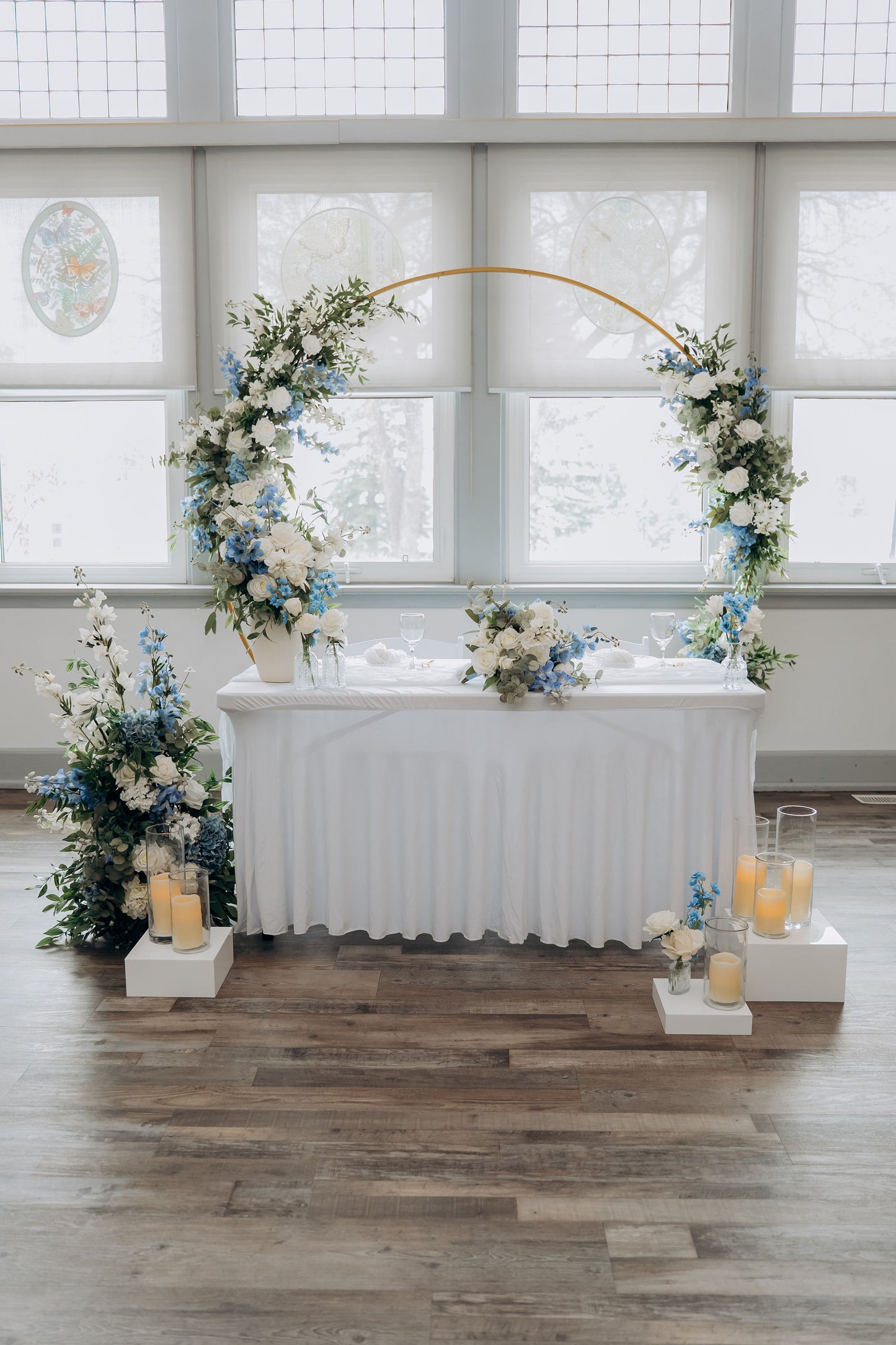 Ceremony Arch Installation Package - Blue & White Collection | Wedding Floral Rental Set