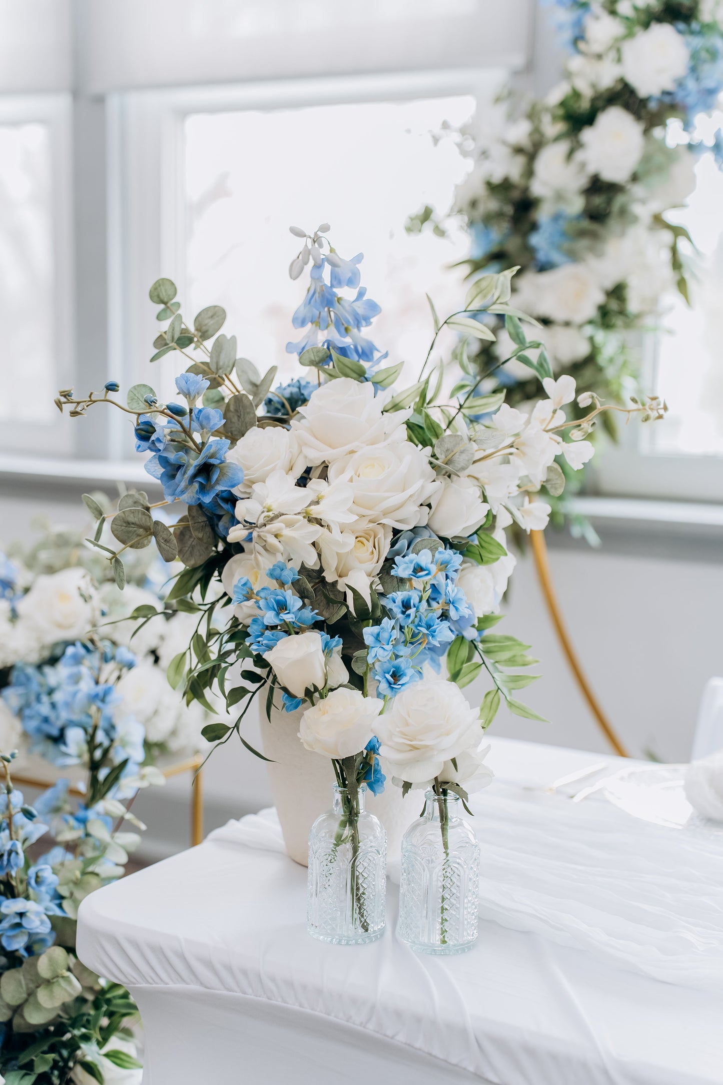 Ceremony Arch Installation Package - Blue & White Collection | Wedding Floral Rental Set