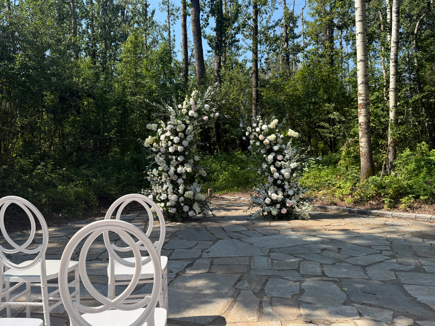 Floral Pillars Ceremony Installation - Blush & Ivory Collection | Wedding Floral Rental Set