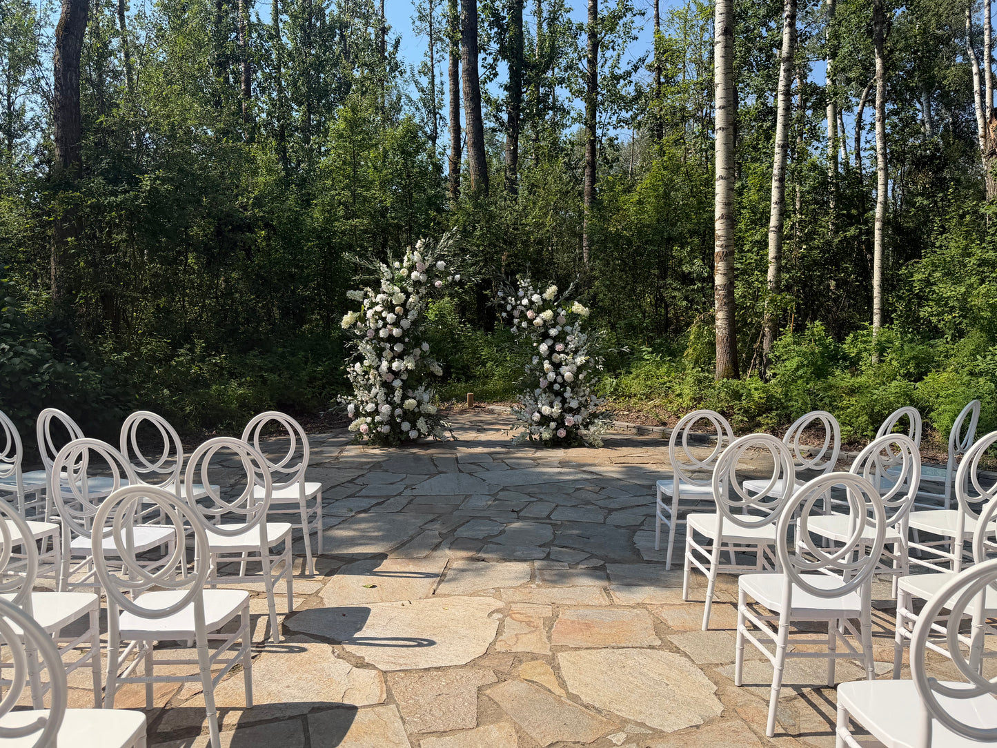 Floral Pillars Ceremony Installation - Blush & Ivory Collection | Wedding Floral Rental Set