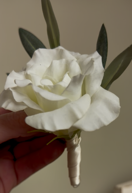 Ivory Boutonniere - Blush & Ivory Collection | Wedding Flowers