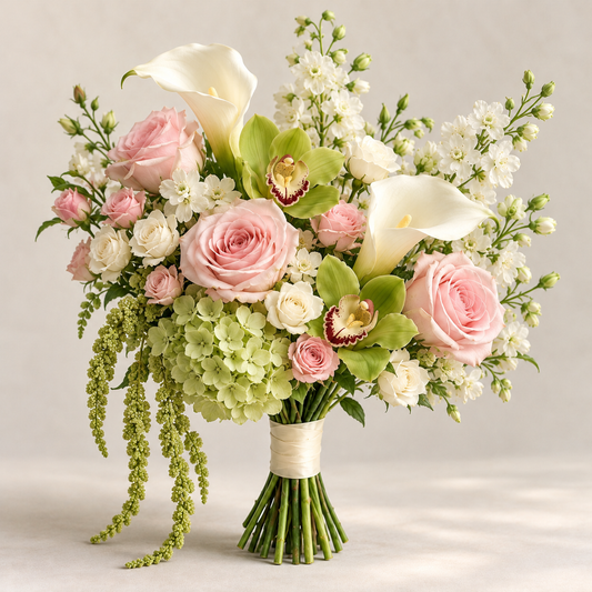 CUSTOM Garden Cut Bridal Bouquet - Pink & Green Collection | Wedding Flowers