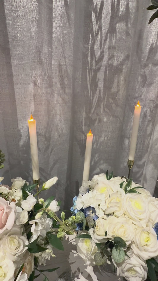 Ivory Real-Flicker Taper Candles | Wedding Decor